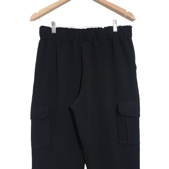 Joe Benbasset Black Paperbag Waist Cuffed Cargo Pants Lightweight Juniors Large - Picture 13 of 14